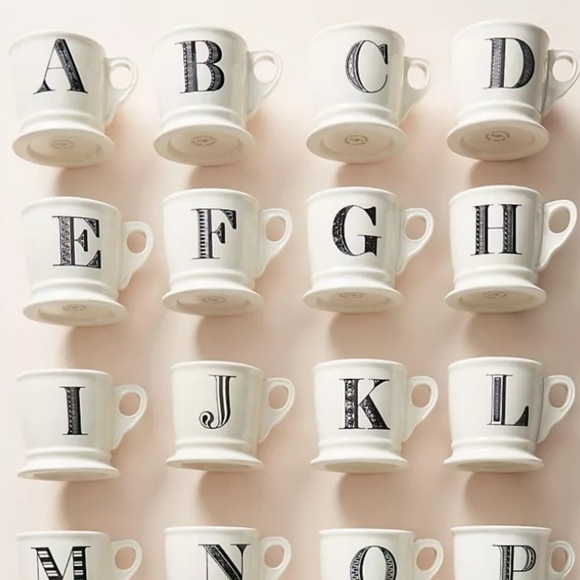 Anthropologie Monogram Mug- "F" white w/black - Picture 2 of 5